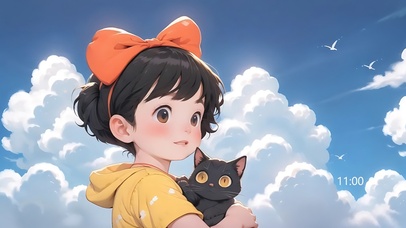 抱着猫咪的女孩