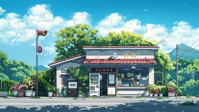 4K唯美治愈乡村便利店