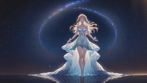 星空下的性感清纯美女