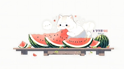 吃西瓜的猫咪