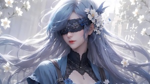 蒙眼樱花女孩
