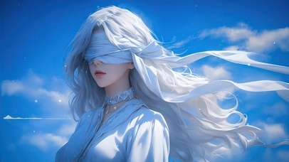 治愈蓝蒙眼少女