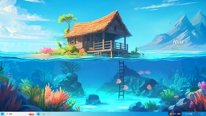 护眼主题 海边渔屋