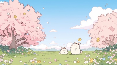 樱花树下可爱治愈小兔子萌兔春日