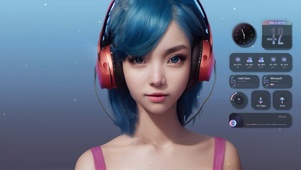蓝发美女