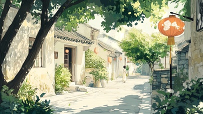 宁静绿色夏日午后