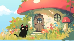 蘑菇屋小黑猫