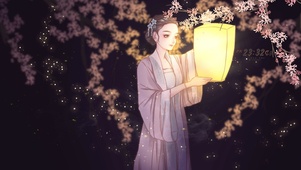 唯美古风汉服花灯少女