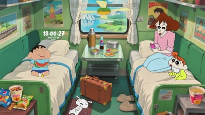 小新一家的火车之旅温馨车厢时光