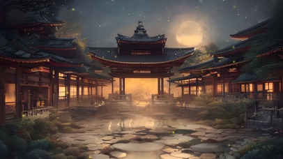 夜晚的中式宅院