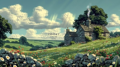 唯美绿色乡间石屋