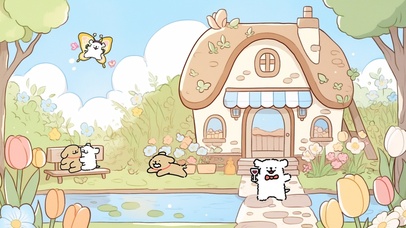 温馨治愈可爱小屋线条小狗