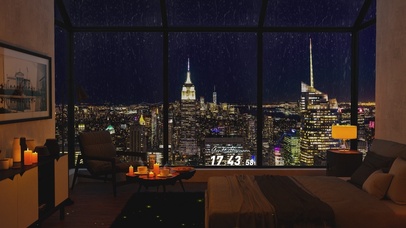 4K治愈雨夜城市房间