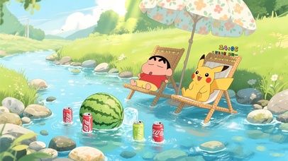 冰镇西瓜可乐避暑