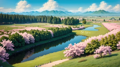 4K唯美治愈动漫樱花田野