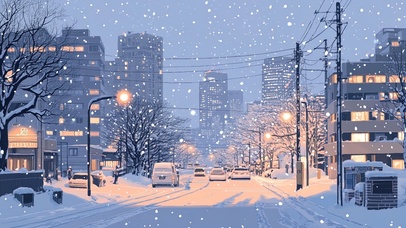 雪中城市街道