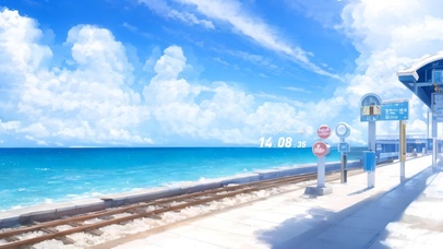 4k海边的站台