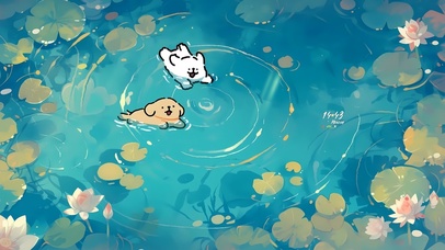 池塘游泳的狗狗