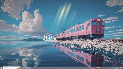 樱花列车AI插画-桌面主题