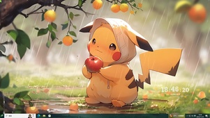 可爱主题---雨中皮卡丘