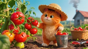 大胖橘猫 摘西红柿