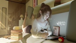居家沙发美女
