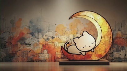 小猫躺在月亮上