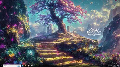 梦幻山路插画-桌面主题