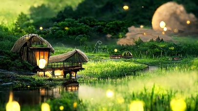 4k 唯美梦幻绿林小屋