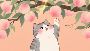摘桃子的猫咪