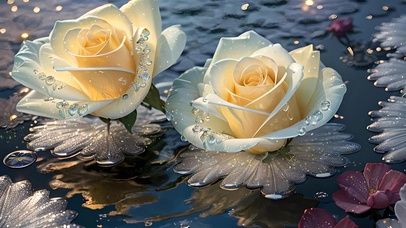 水中的黄色玫瑰