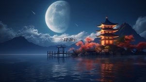 夜景 凉亭