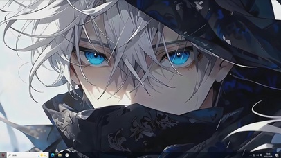 银霜下的幽蓝眸光-桌面主题