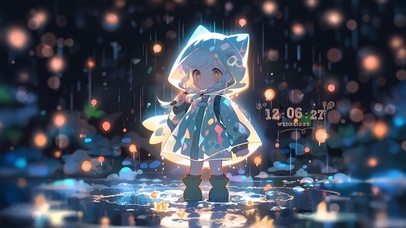 治愈雨天可爱小精灵