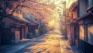 余晖下的温馨街道
