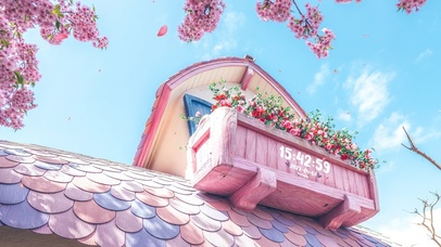 4K唯美治愈迪士尼樱花阳台