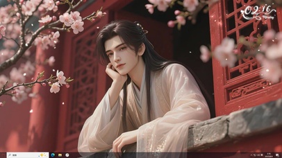 古风帅气美男红墙学府眺望
