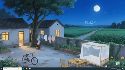 童年夜晚乡村小院