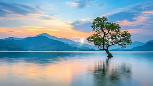 黄昏湖面