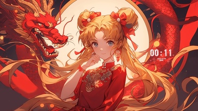 4K喜迎龙年月野兔