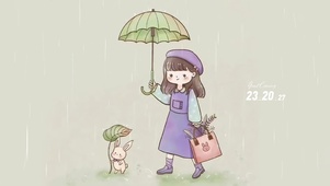 治愈雨中撑伞