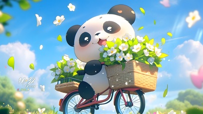 4K小小骑行熊猫