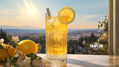 清新 柠檬气泡水