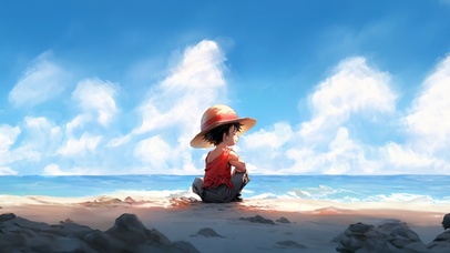 治愈 海边小草帽