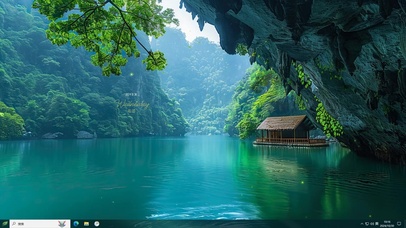 清新护眼峡谷河流主题