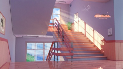 4K 阳光清新学校楼梯