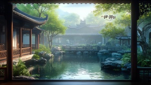 园林湖水
