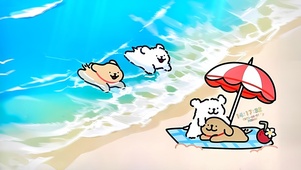 快乐冲浪小狗