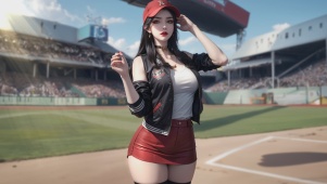 动漫插画美女，啦啦队队长