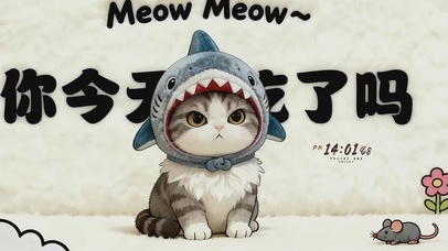 戴鲨鱼头套的猫咪